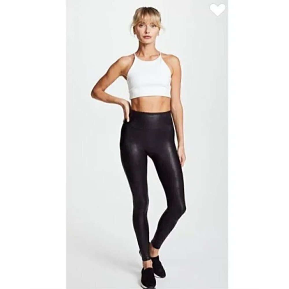 SPANX Size S Faux Leather Leggings Coated Black